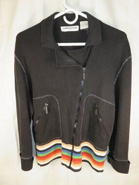 Sonia Rykiel Paris Sweater Asymmetric Top Multicolor Long Sleeve France Women's